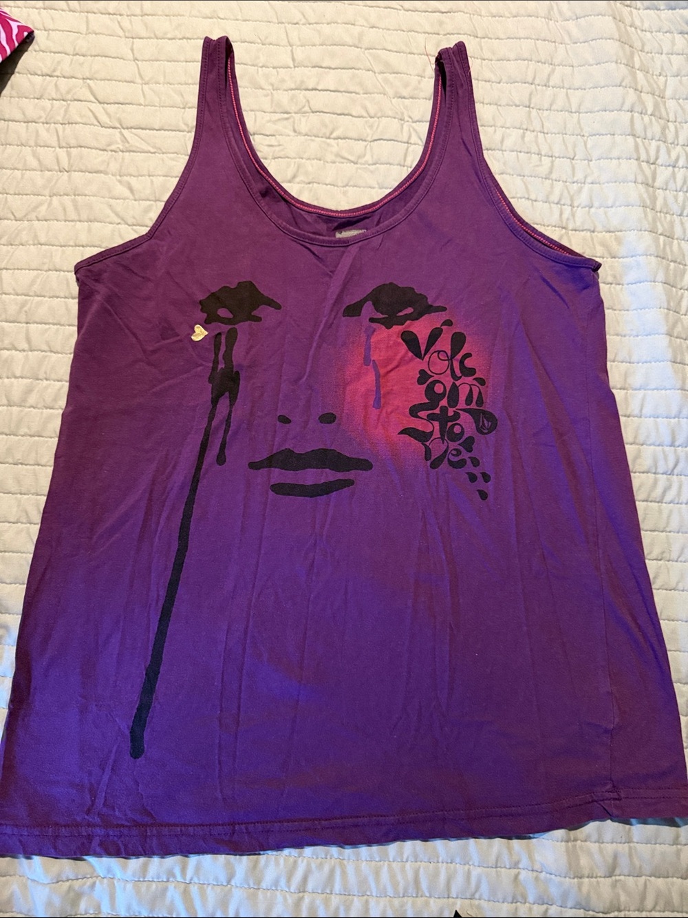 Volcom Purple Graphic Face Tank Top